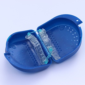 an oral appliance inside a storage case